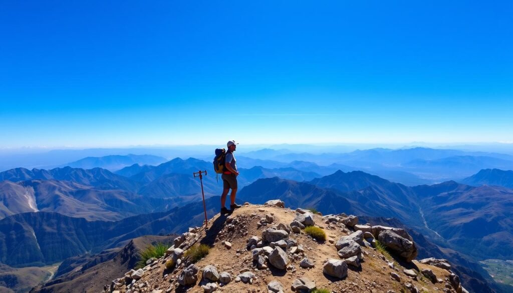Image of a hiker at the summit of a Rif Mountains trail