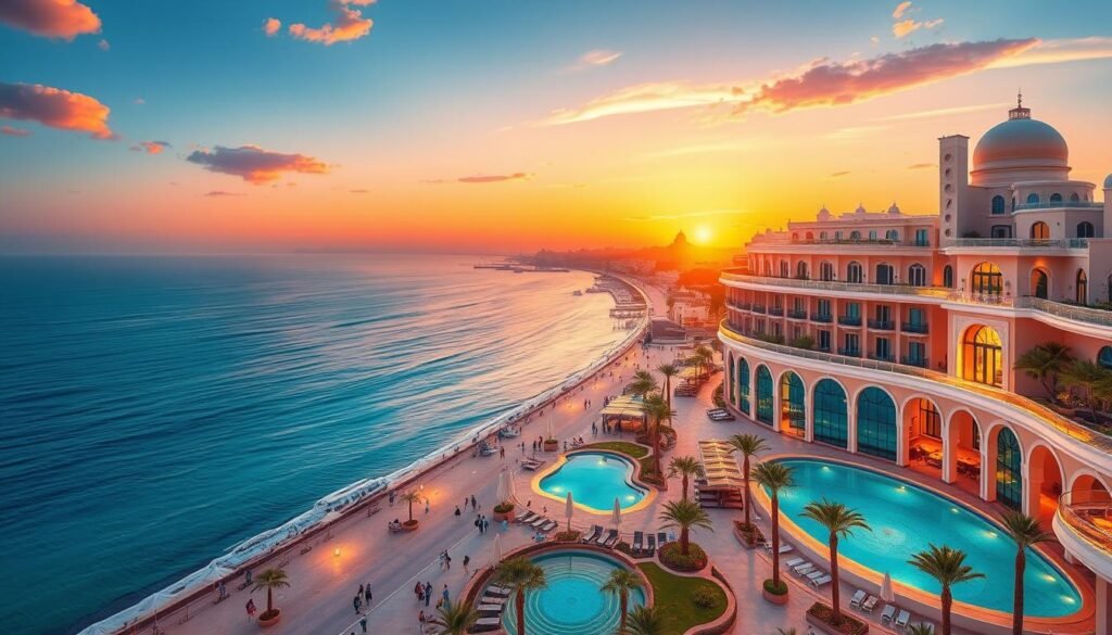 Image of a luxurious hotel in Casablanca with a sea view