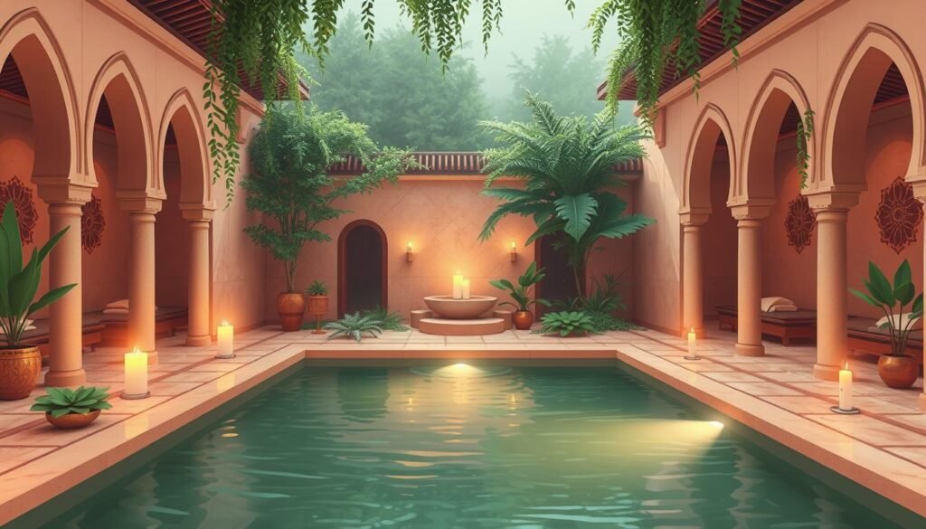 Image of a serene hammam spa in Marrakech
